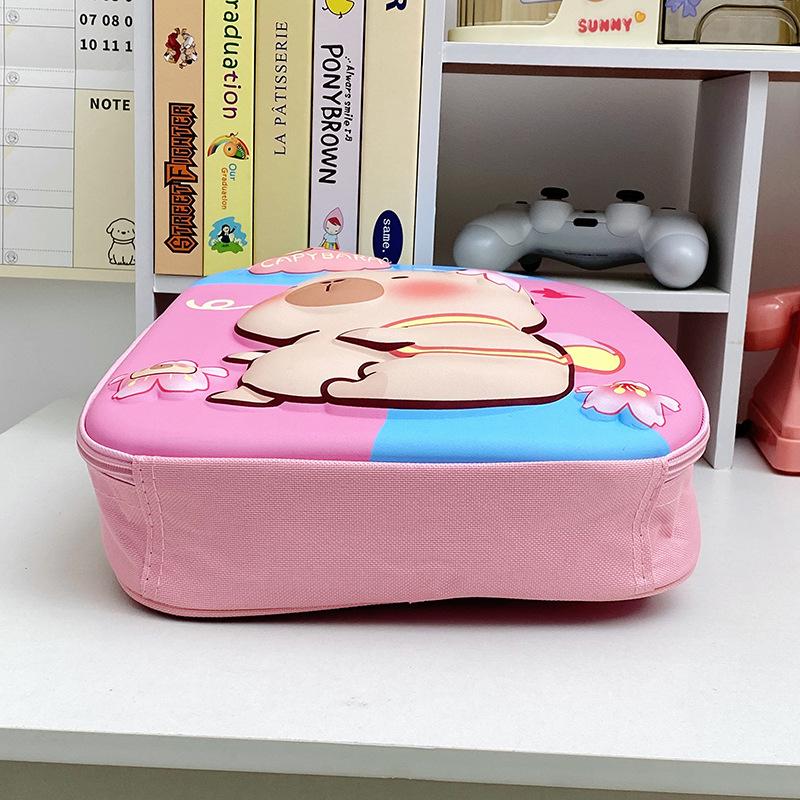 1 Piece Hard Shell Waterproof Students Schoolbag Cute 12 Inch Capybara Backpack Cartoon Kapibala School Bag For Kindergarten