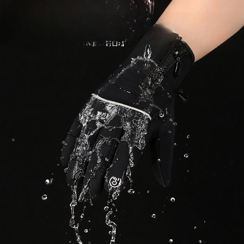 Cycling Gloves Two Finger Men's New Winter Outdoor Anti Slip Plus Velvet Warm and Cold Touch Screen Riding Gloves