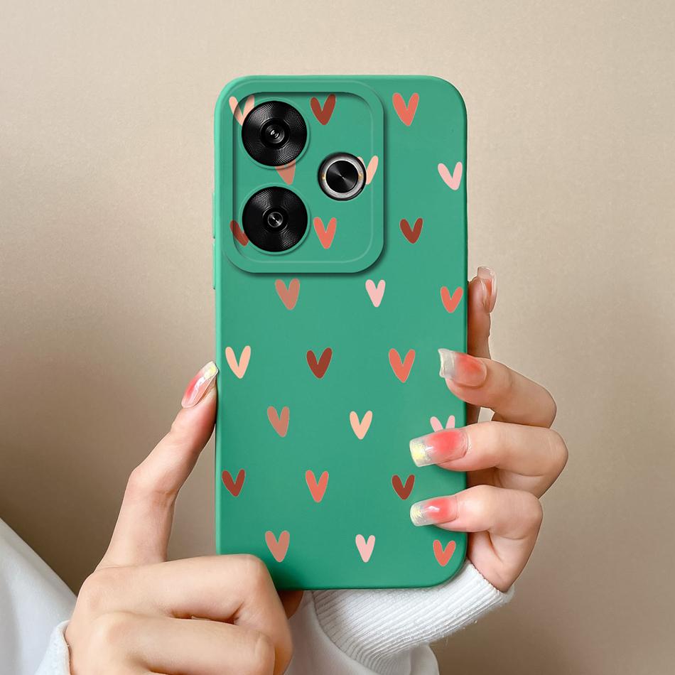 For Poco F6 Pro Phone Case Simple Heart Cover Liquid Silicone Camera Protection Cases For Xiaomi Poco F 6 Soft ShockProof Funda
