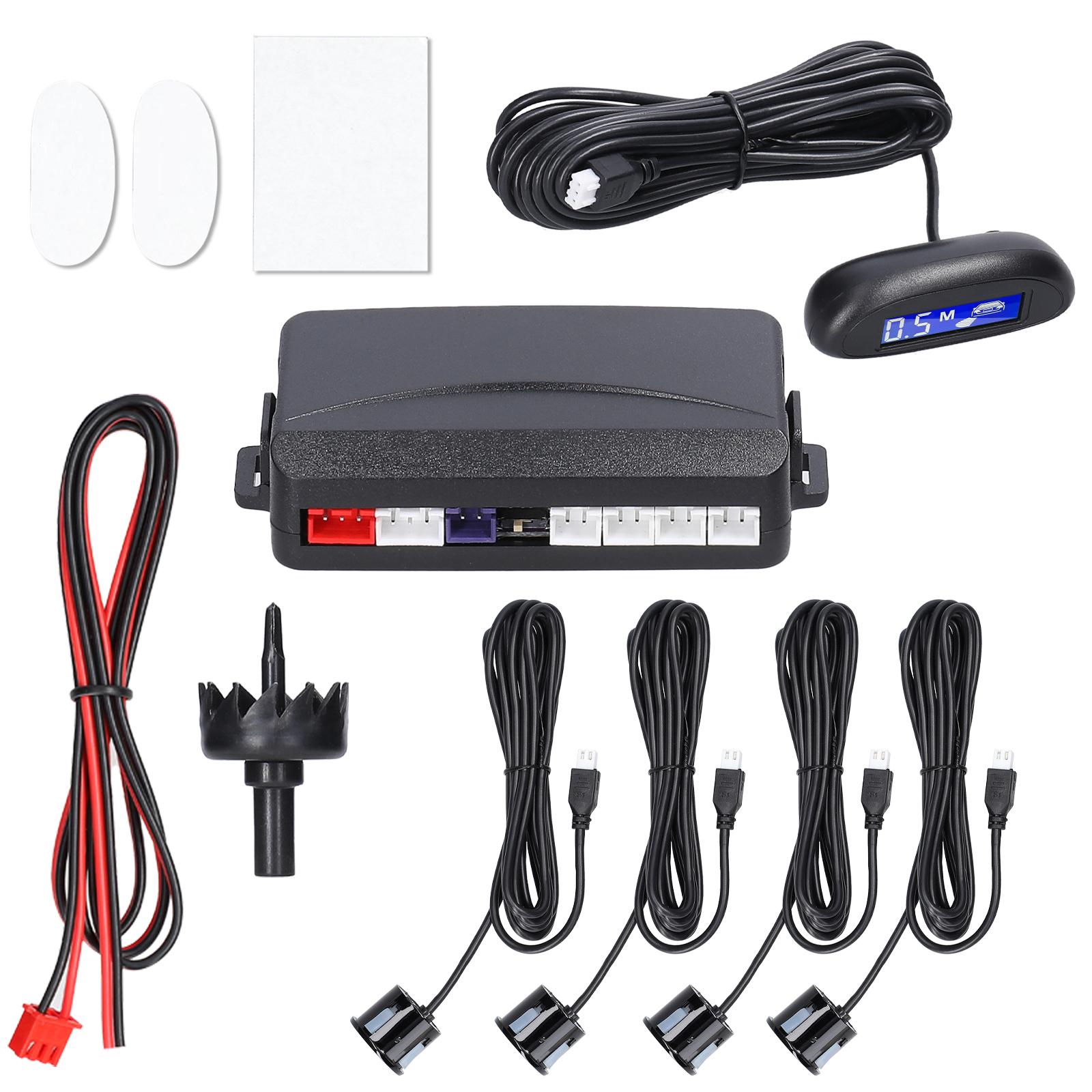 

Датчик парковки автомобиля, система задних радаров заднего хода с 4 датчиками парковки, ЖК-дисплей с функцией определения расстояния чёрный