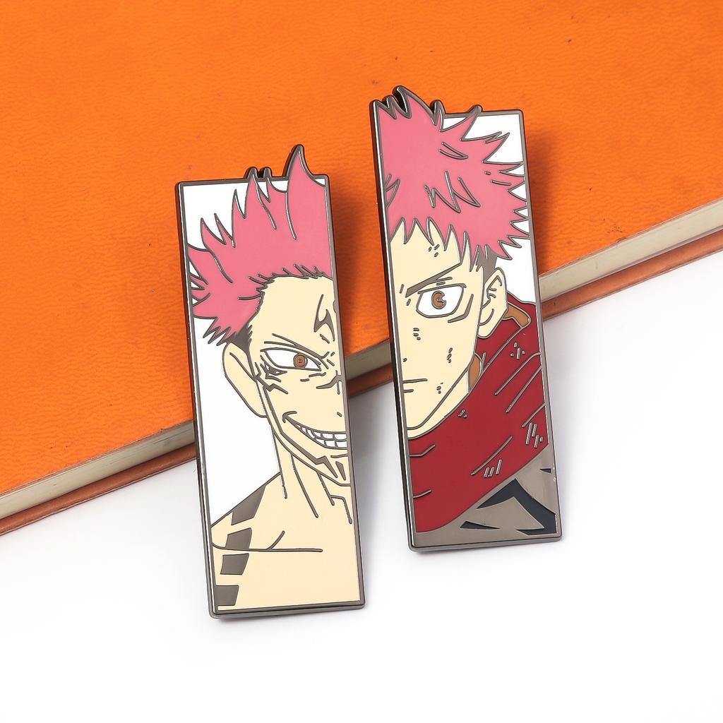 Anime Jujutsu Kaisen Brooch Anime Character Itadori Yuji Ryomen Sukuna Half Face Badge For Women Men Fans Jewelry Charm Gifts