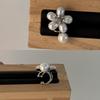 Elegant Rhinestone Flower Pearl Ear Clips - Luxurious Design for Women, No Piercings Needed