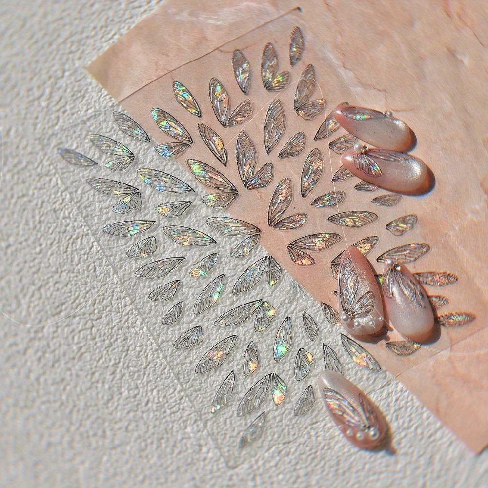

1pc Butterfly Wings Nail Art Stickers - Translucent Fairy Design, Self-Adhesive Decals for DIY Nail Decoration,Fantasy Theme, Nail Art Accessories