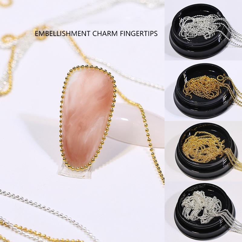 100Cm Mini Nail Steel Ball Chain Silver Gold Metal Manicure Accessories 3D Nail Art Decorations Nail Art Chains