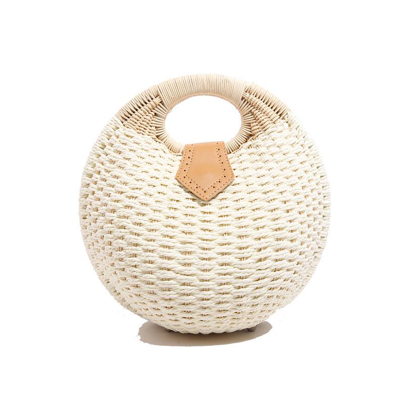 Woven Straw Shell Handbag With Magnetic Closure For Casual Day Use