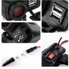 Universal Motorcycle 12v Dual USB 2.1A+2.1A Charger  With Digital Voltmeter LED Display Thermometer