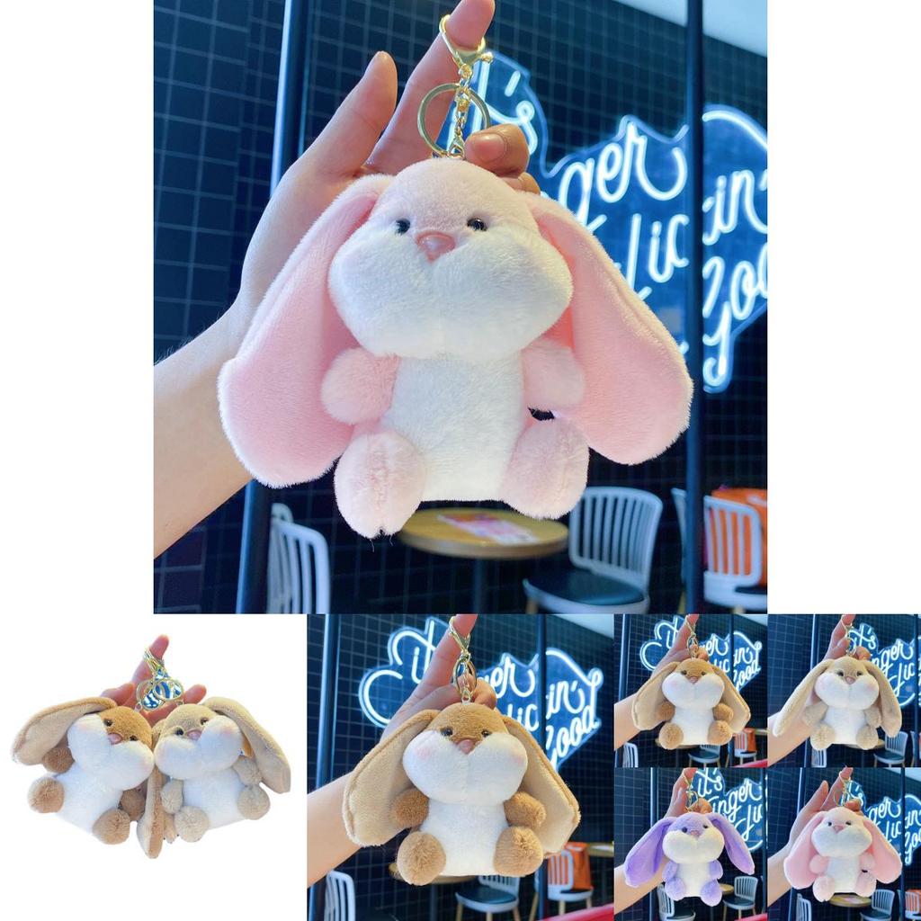 Cute Rabbit Plush Toy With Silver Keyring For Bag Accessory And Collection