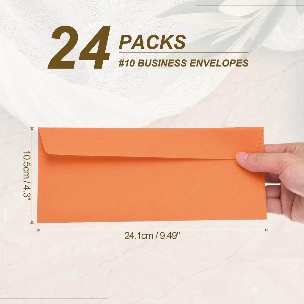 24Pcs 24.1cmx10.5cm Colored Self Seal Letter Size Paper Envelopes #10 Business Envelopes for Business Mailing Wedding Invitation