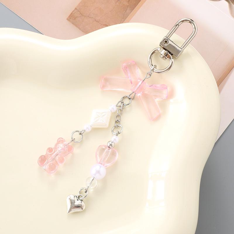 New Acrylic Bow Keychain Pendant: DIY Bag Charm & Earphone Case Hanging Jewelry