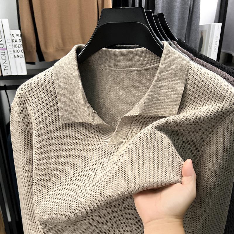 Men s Lapel Collar Casual Sea M