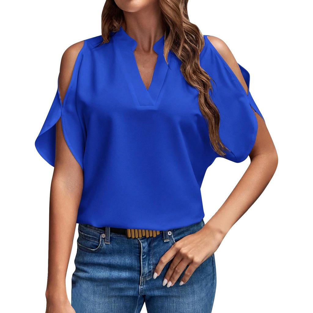 Ladies V-Neck Stylish Off-Shoulder Sleeve Top