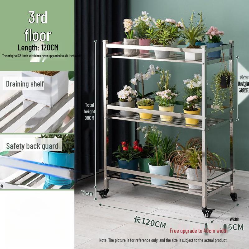 Multi-layer Stainless Steel Balcony Flower Stand