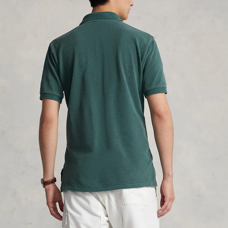 Polo Ralph Lauren SS22 Initial Edition Mesh Brand Logo Solid Color Short Sleeve Polo Shirt Men Tops Dark-Green MNPOKNI1N821690