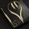 Elegantes Glitzerndes Fransen-Halsketten-, Ohrring-, Armband-, Ring-Set, Modisches Braut-Schmuckset