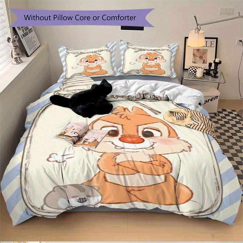 3pcs Charming Chipmunk Quilt Set Soft and Comfortable Bedroom, Guest Room and Dorm Decor Bedding Set 1 Quilt Cover + 2 Pillowcases.S012