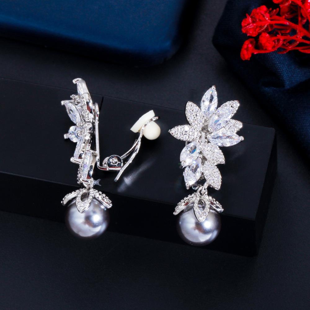 

E0220 High-End Pearl Earrings, Zircon, Exquisite Evening Dress Ear Jewelry, Needles