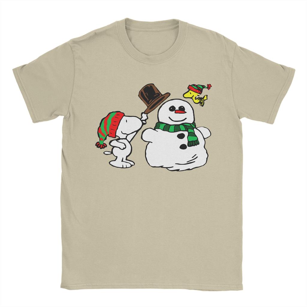 Peanuts Snoopy Woodstock Snowman TShirt for Men Women Funny Cotton Tees Crew Neck Short Sleeve T Shirt Birthday Present Clothes