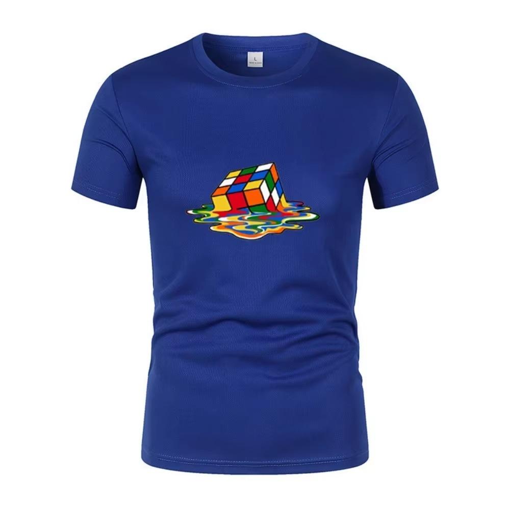 Summer New Fashionable And Interesting Rubik'S Printed Men'S Short-Sleeved T-Shirt Harajuku Street Casual Unisex Sports Top