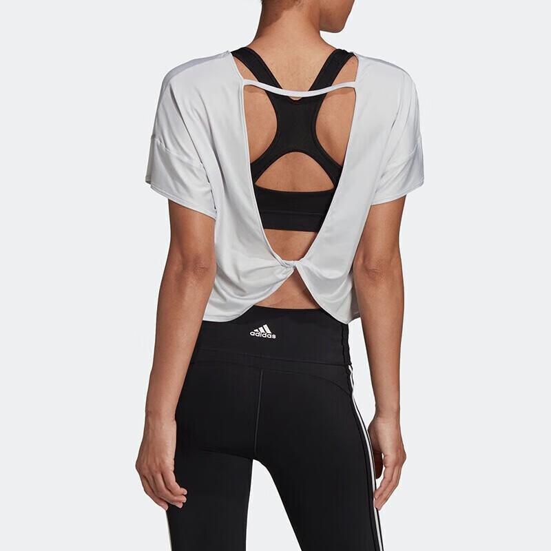 Adidas Solid Color Outdoor Casual Pullover Short Sleeve T-Shirt Women Tops White HD9556