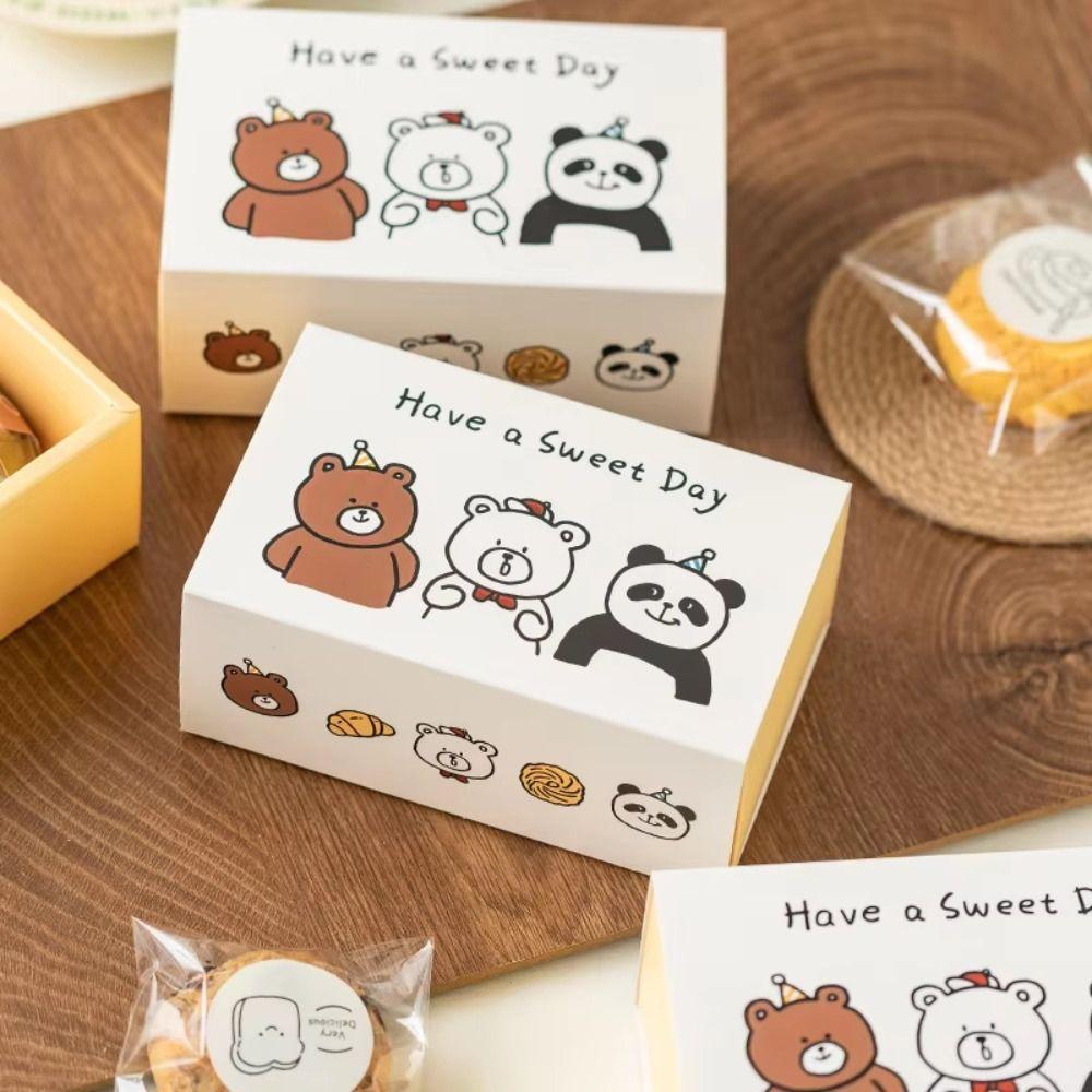 Cartoon Bear Drawer Box DIY Baking Packaging Boxes for Biscuits Cookies Snowflake Crisps Candies