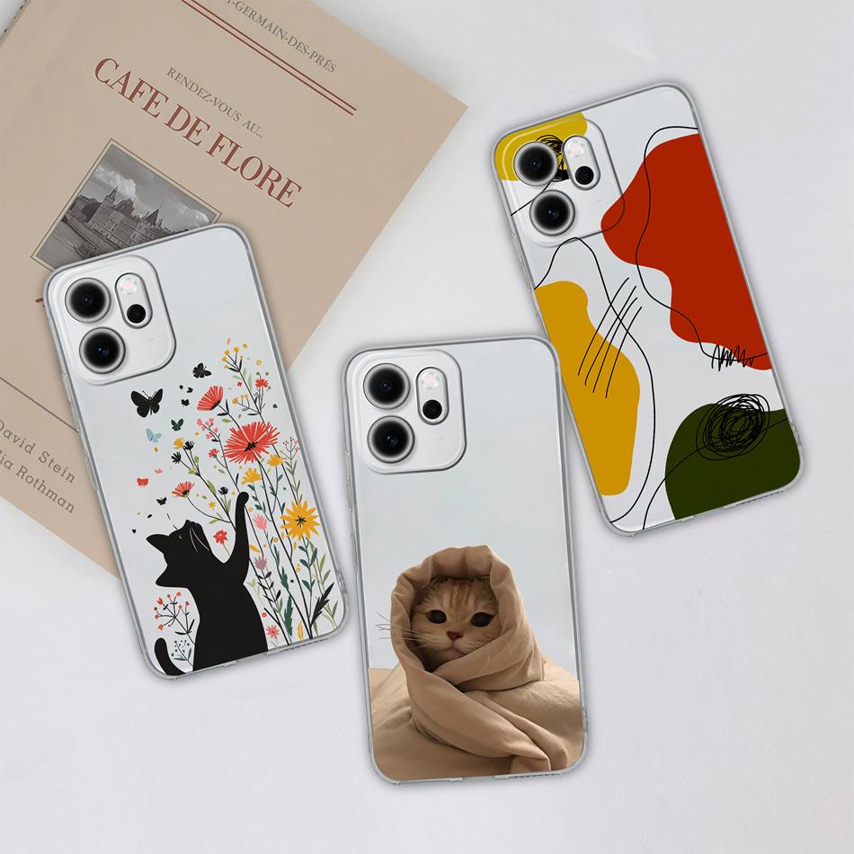 For Oppo Reno 14F 5G Phone Case Leisure Style Patterns Soft Silicone TPU Transparent Lightweight Cover For Oppo Reno14 F Capa