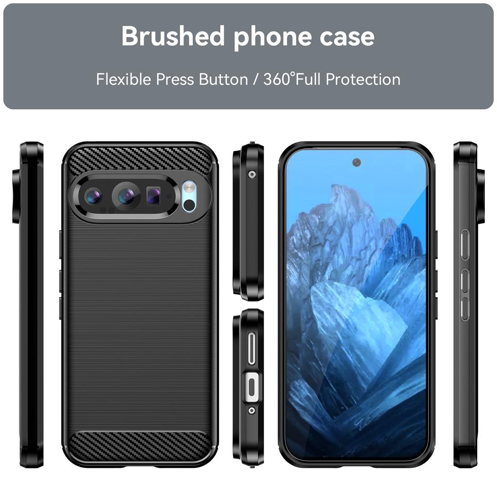 For Google Pixel 9/Pixel 9 Pro Case Brushed TPU Phone Cover Carbon Fiber Texture