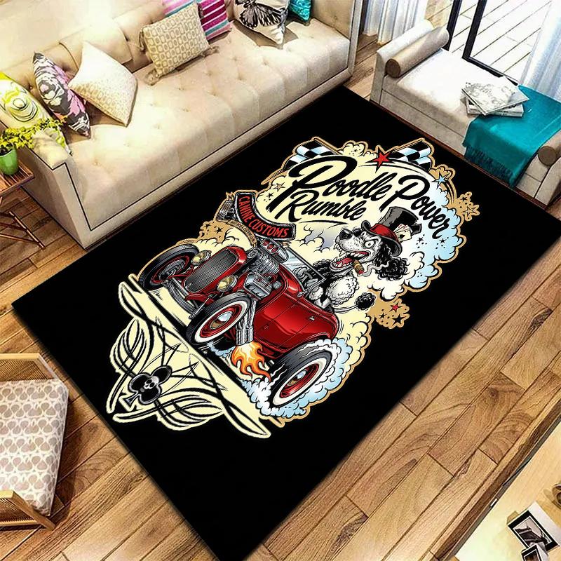 Street graffiti car Pattern Square Carpet,Area Rug,Carpet Rug for Living Room Bedroom Sofa Playroom Decor,Non-slip Floor Mat,Holiday Birthday Gifts