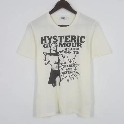 Vintage hysteric glamour Crime biała koszulka z krótkim rękawem KV35909 Koszulka Unisex