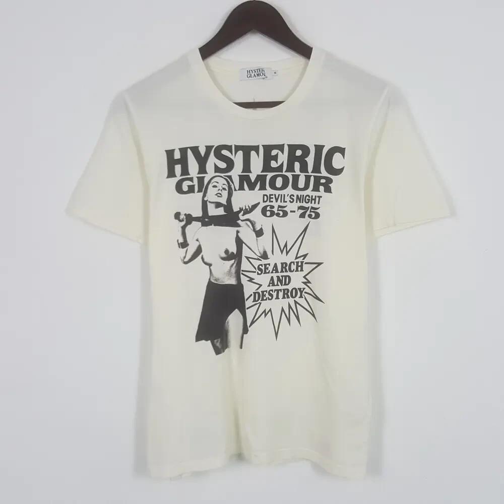 Винтажная футболка Hysteric Glamour Crime с коротким рукавом, белая, KV35909, Унисекс XL