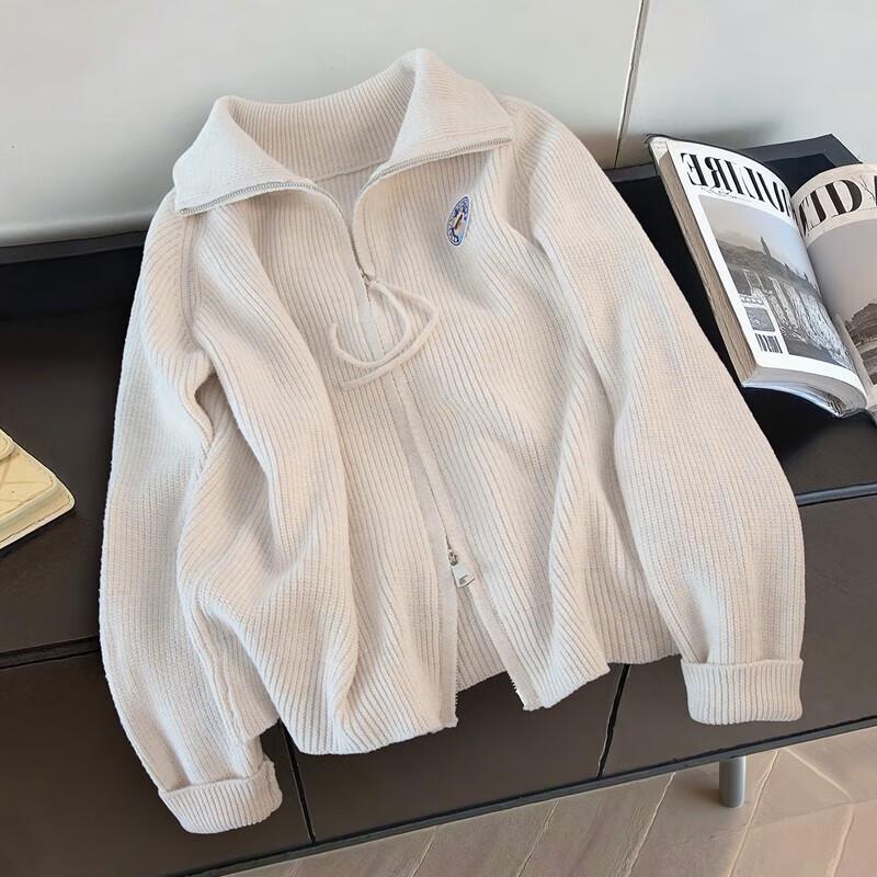 

Women s Turn-down Collar Knit Cardigan One Size