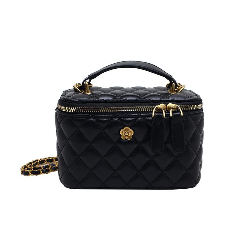 Small square bag, box bag, camellia rhombus chain, autumn new bag, women's shoulder messenger bag, handbag.