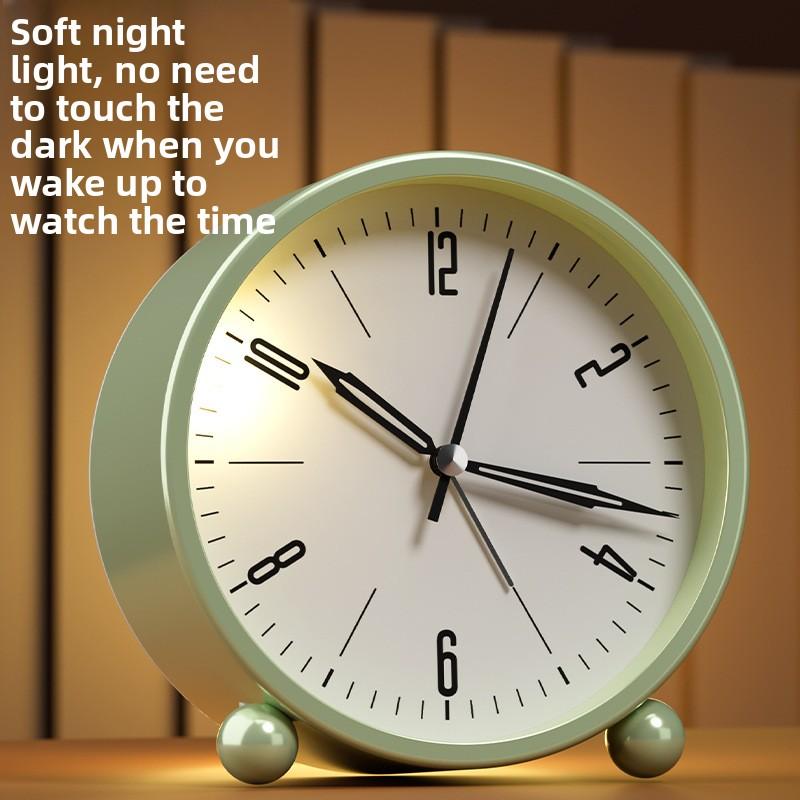 Metal Quartz Alarm Clock Student Wake-up Clock Silent Scan Night Light Desktop Alarm Watch Bedroom Decorative Ornaments2
