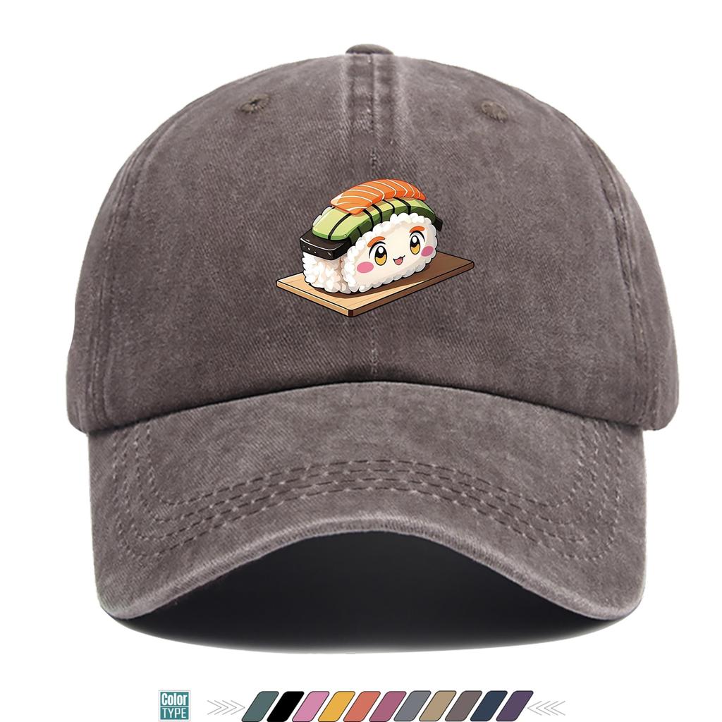 Pc Sushi Print Trucker Hat QuickDry Breathable SushiThemed Cap with Sushi Roll Unisex Adjustable Buckle Closure for Outdoo