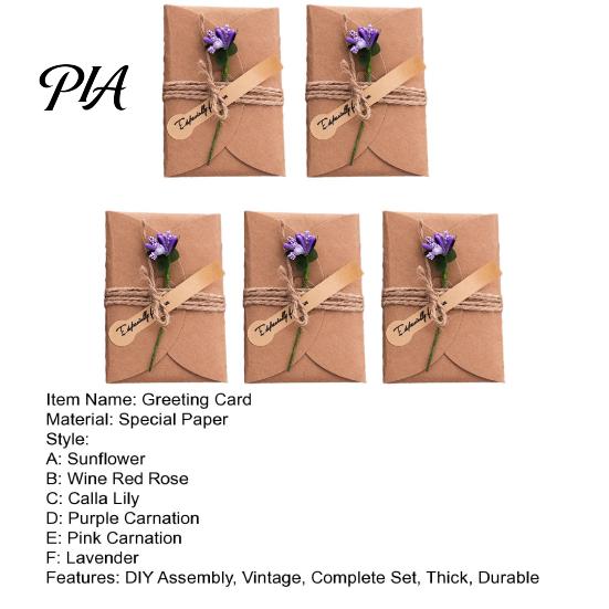 Decorative Flower Cards for Presents 5Pcs DIY Dried Greeting Cards, Handmade Note with Artificial Flowers, Jute Twine Blessing Gifts Hang Tags,