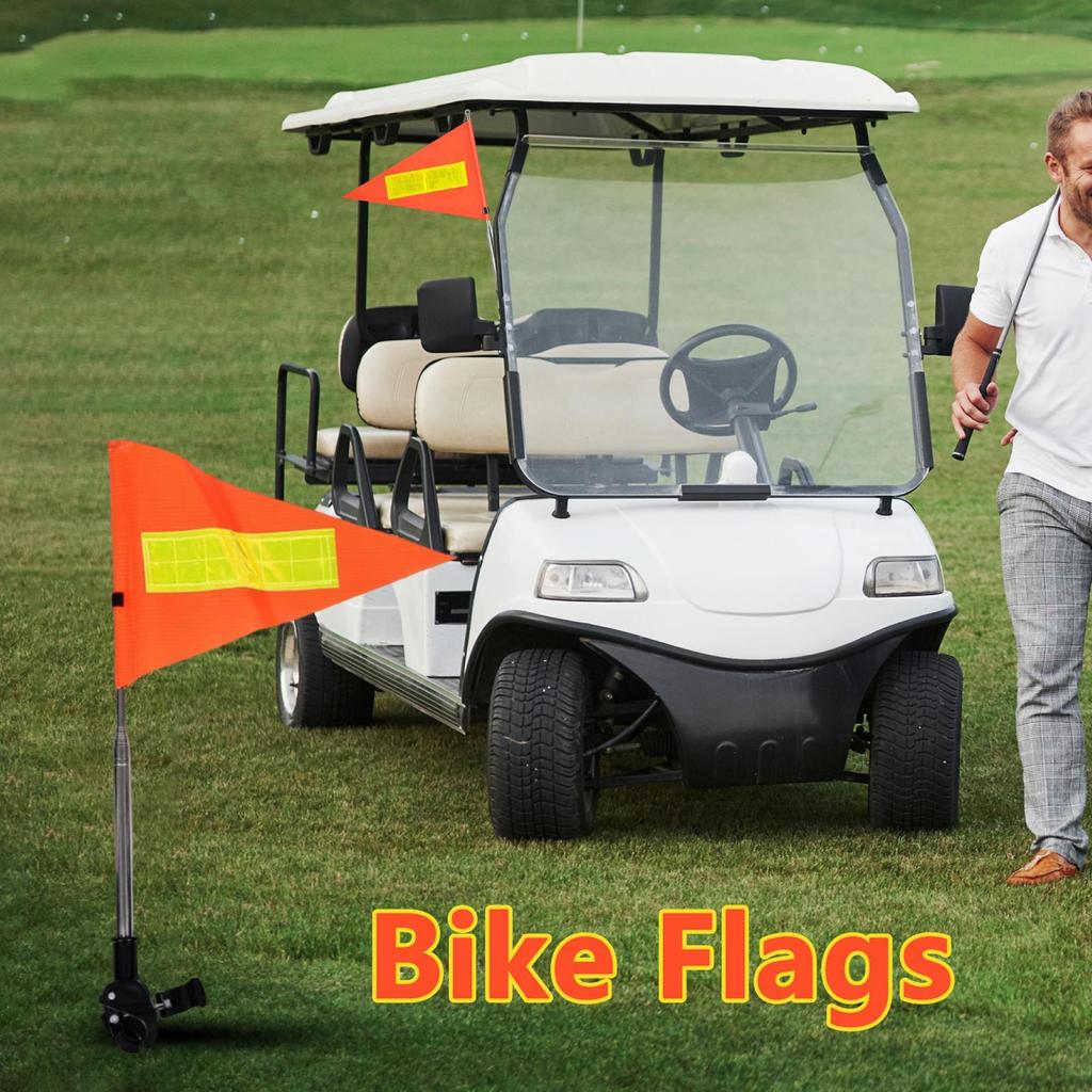Bike Flag with Pole for Safety High Visibility Reflective Bike Flag Golf Cart Accessories for Kids Scooter Wheelchair Outdoor