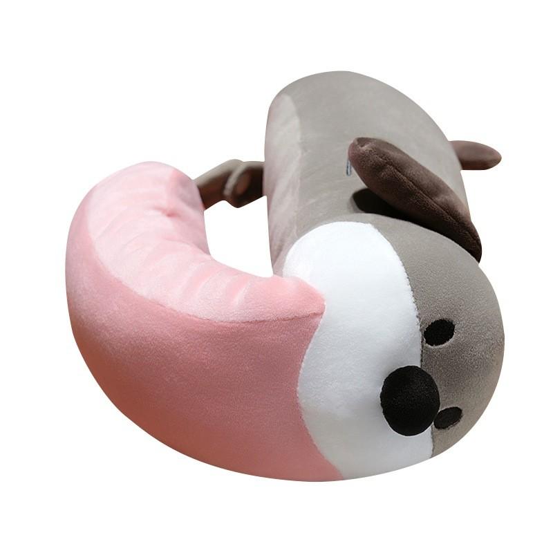 Cartoon Cute Long Tongue Puppy Design Portable Neck Pillow For Travel Rest And