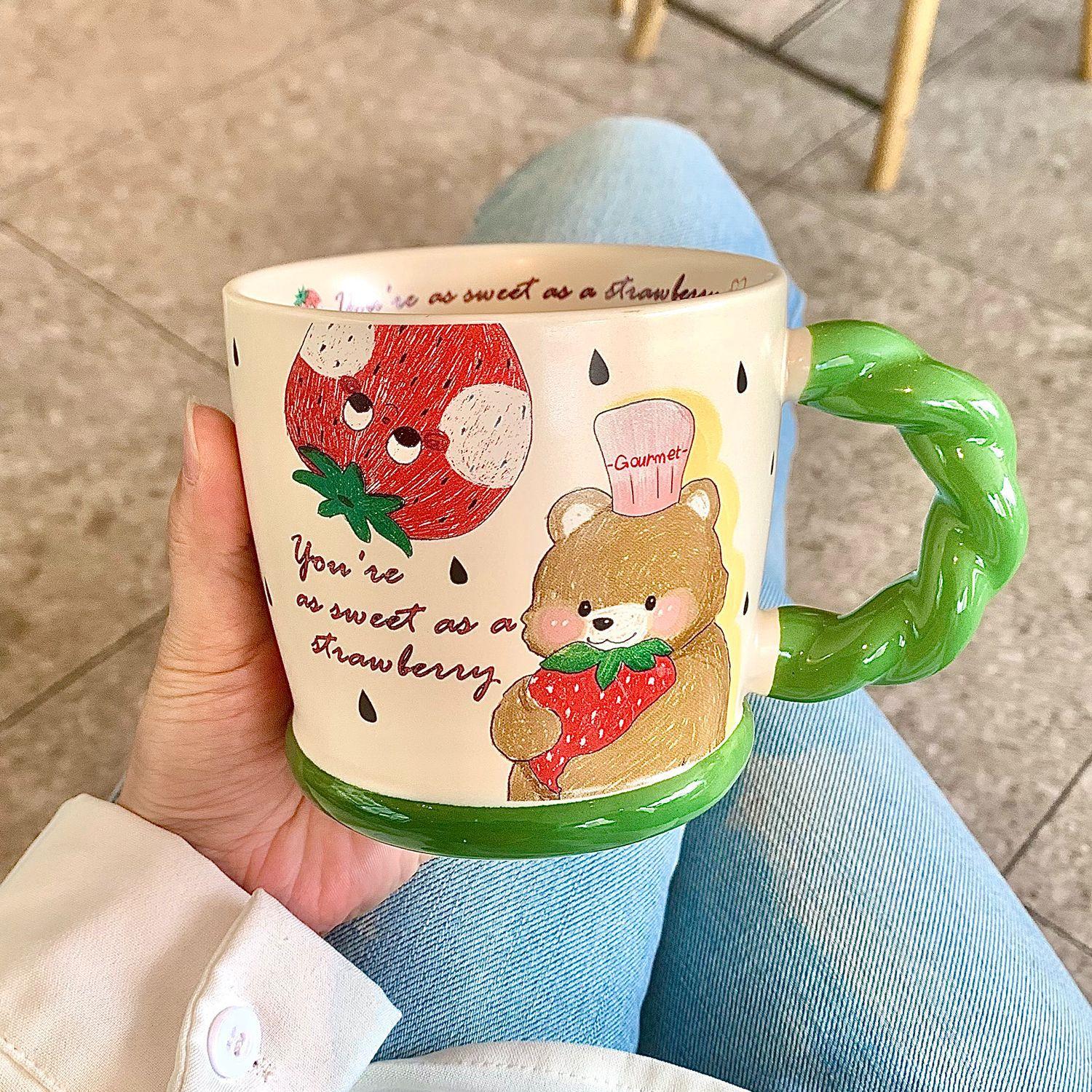

High value mug creative bear ceramic cup large capacity water cup women s home office coffee breakfast cup 500ml