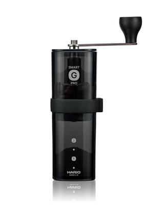 HARIO Smart G PRO Kaffeemühle transparent schwarz Edelstahl (24g Fassungsvermögen, Oberfläche, Klingen, abnehmbar, kompakt) MSGS-2-B