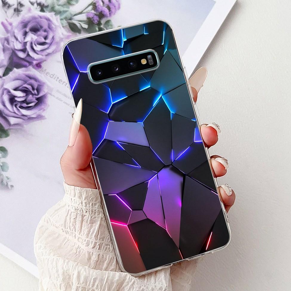 For Samsung S10 Plus Case SM-G975F Cute Kawaii Fashion Flowers Luxury Cool Painted Soft Cover For Samsung Galaxy S10+ Phone Case