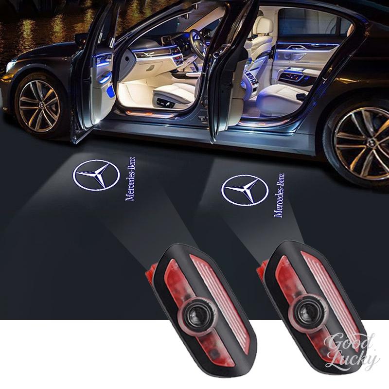 WAK3   LED Car Door Welcome Warning Light Projector Logo Decoration Accessories For Mercedes Benz Amg W204 W213 W205 W211 W212 W176