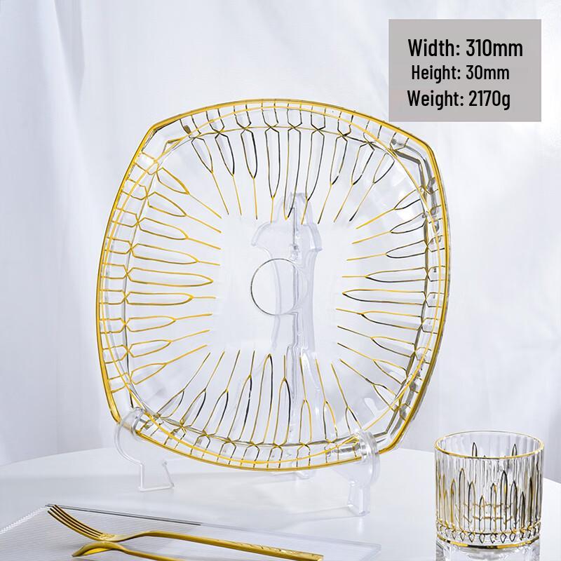 Flavinmci European Gold-Painted Crystal Glass Fruit Plate