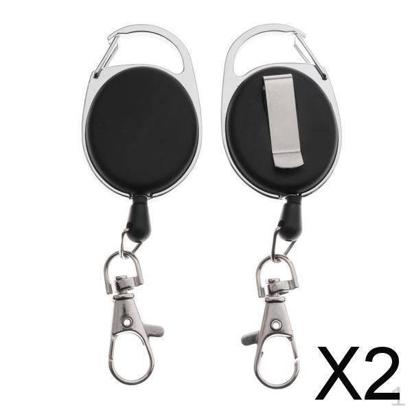 2x 2pcs Retractable Keychain Key Reel Belt Clip