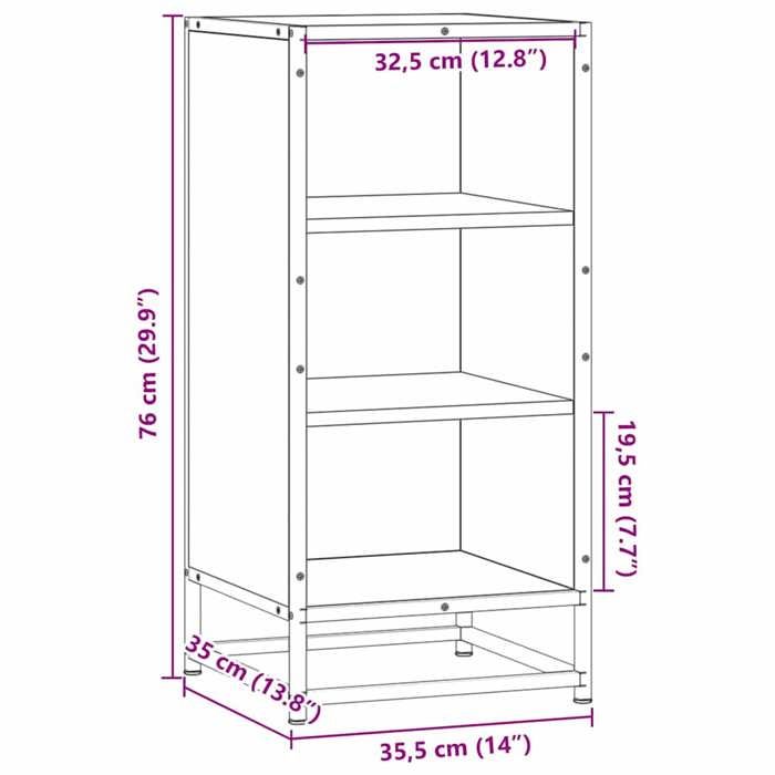 VidaXL Buffet sonoma gris 35,5x35x76 cm bois d'ingénierie et métal, armoire de rangement, meuble d'entrée, meuble d'appoint 848952