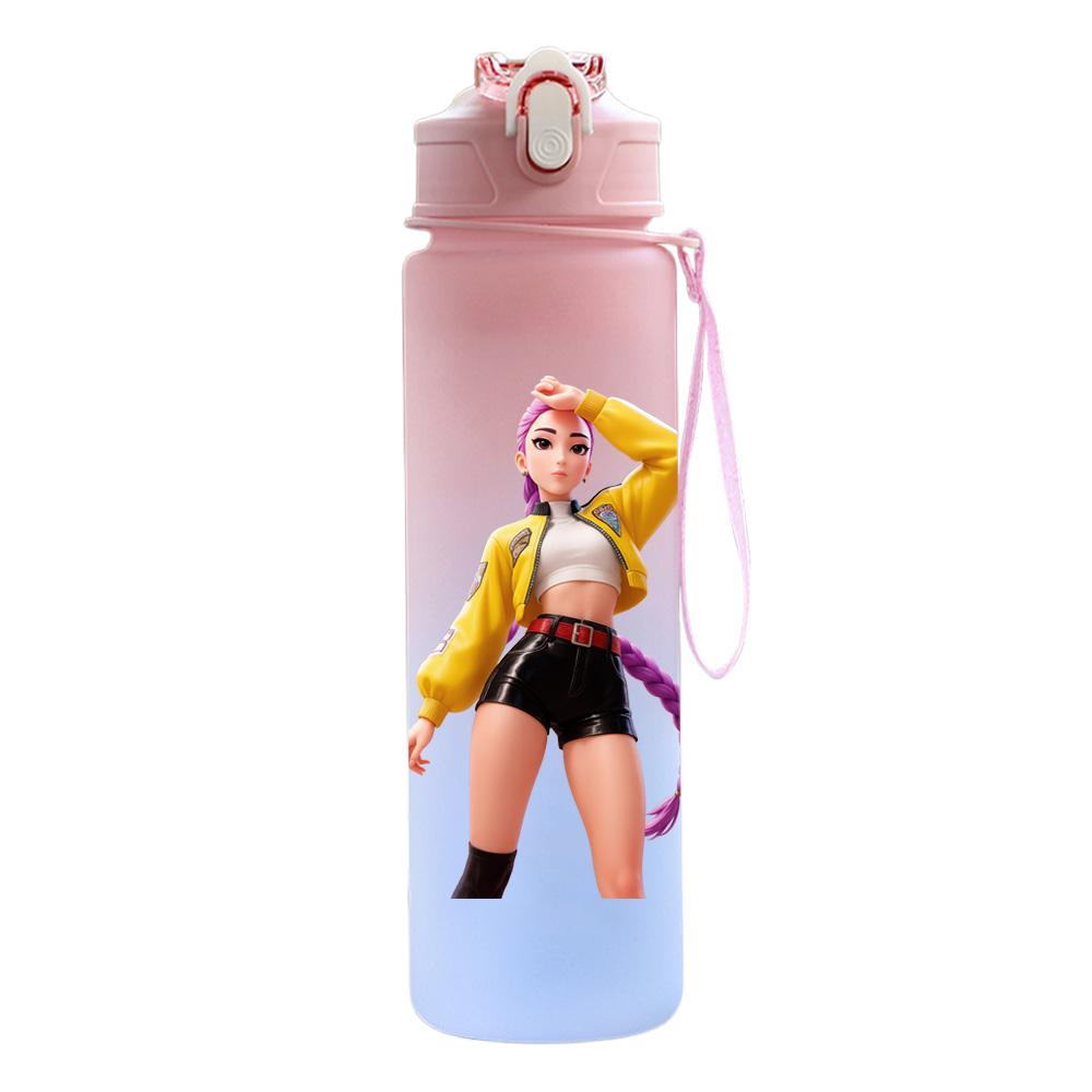 750 ml Wasserflasche Anime Cartoon K-Pop Dämonenjäger Aufdruck Große Kapazität Trinkbecher Tragbar Outdoor Sport Wasserbecher Kinder Kinder Geschenk