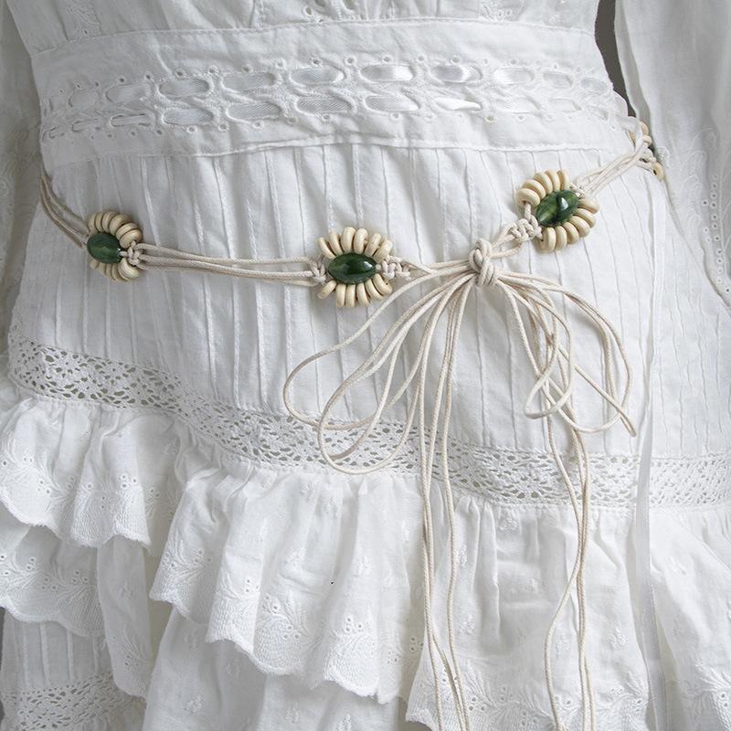 Bohemian-style Belt, Flower Woven Belt, Dress Belt, Casual Vacation Style Waist Rope