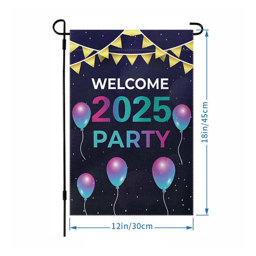 Happy New Year Garden Flag Garden Signs Seasonal Flags Double Sided Decorative Flags Yard Signs 2025 Holiday Garden Flags 12X18