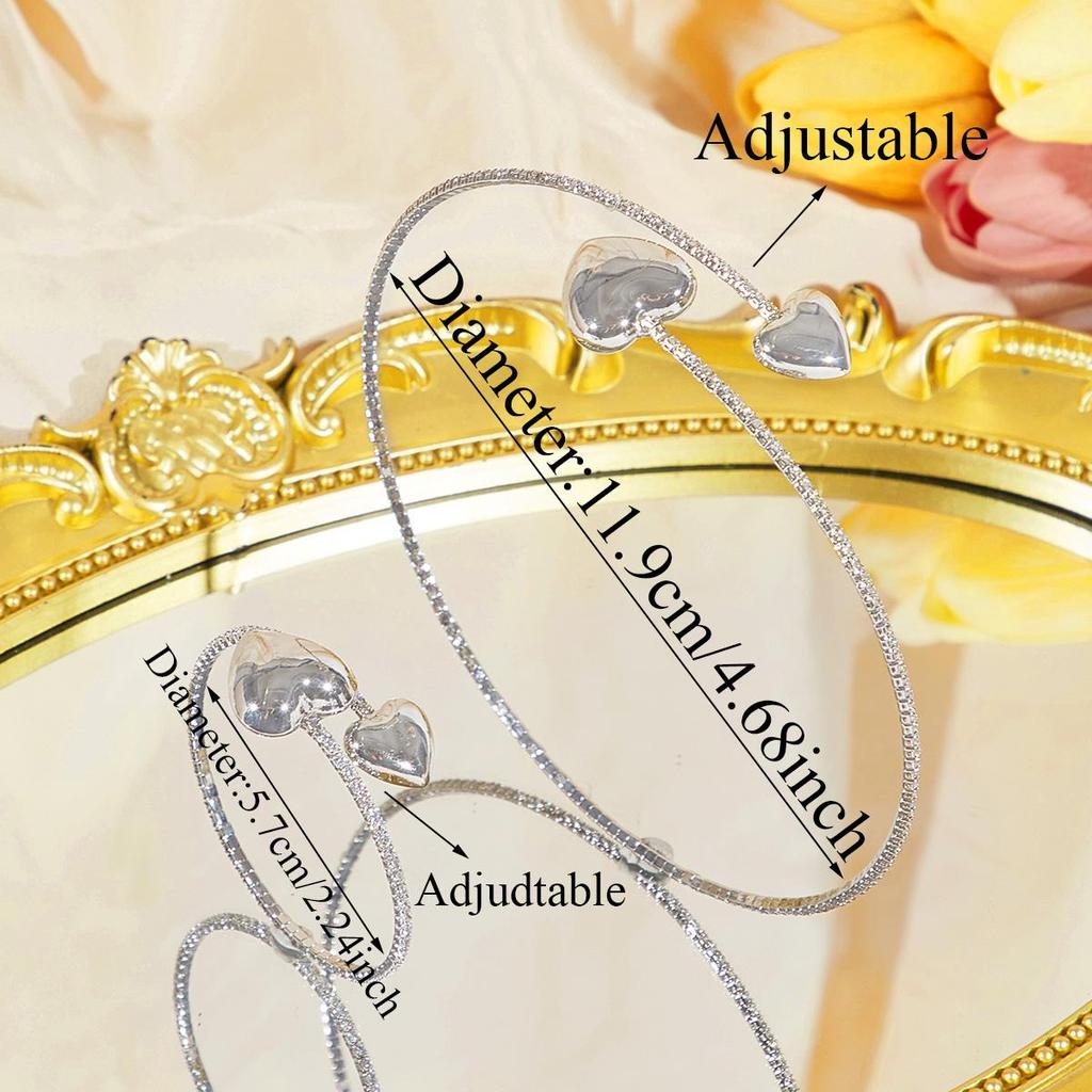 CMM Perfekt för alla tillfällen Trendigt hjärtformat silvergyllene armband halsband set Fodrat band Ett modeuttalande för fest kvinnor