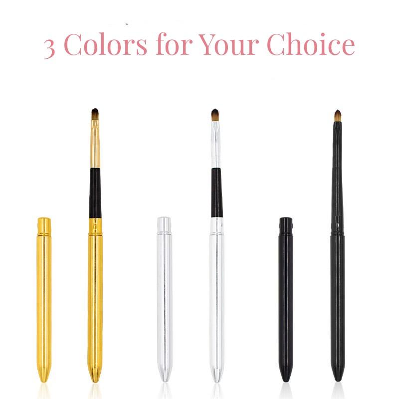 Przenośny srebrny pędzel do makijażu ust metalowy uchwyt kosmetyczny błyszczyk szminka pędzel do błyszczyka z osłoną ochronną Maquiagem 3 kolory