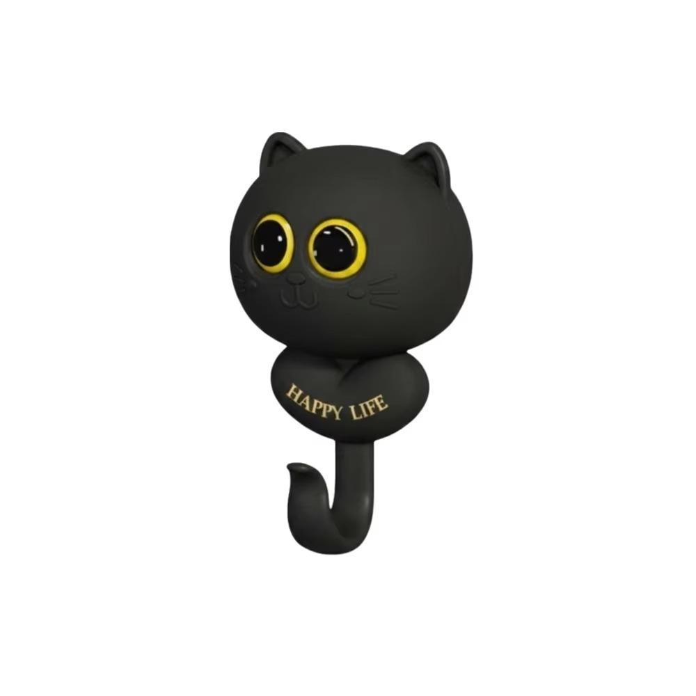 Wall Hanging Cat Blink Eyes Hook Free Punching Key Holder Cartoon Cat Hooks Entrance