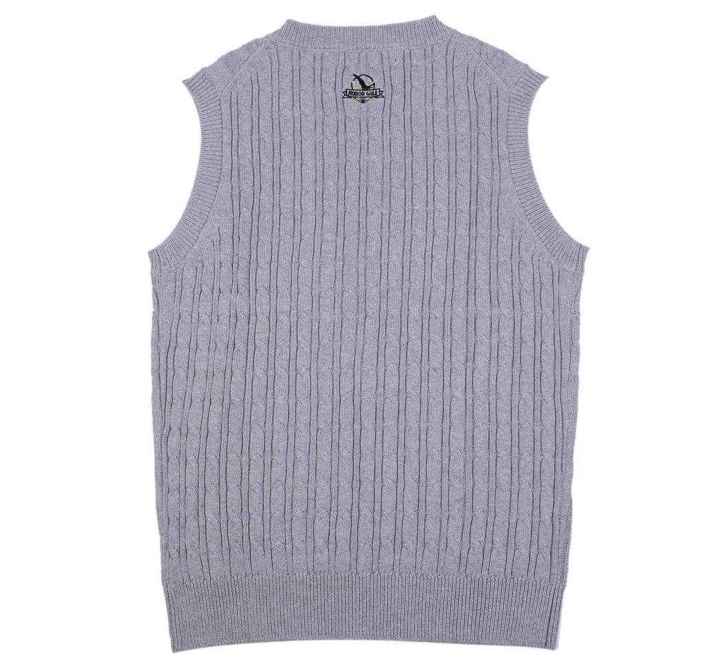 HONOR GOLF Men's V-Neck Knit Golf Vest, 100% Cotton, Solid Color, Warm, Thick, Cold Protection, Spring, Size 2XL, Gray